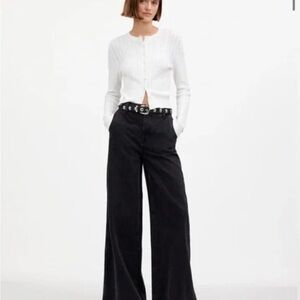 Madewell Superwide Leg Trouser Jeans in Black Wash NWOT Size 28